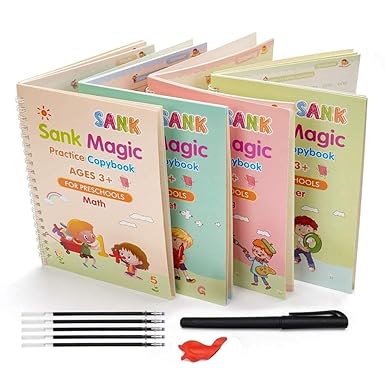 Sank Magic Practice Copybook ( 4 Books, 1 Pen , 1 Grip , , 10 Refill )