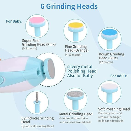 Baby Electric Nail Cutter New Born 0-6 Months with LED Light | Infant Nail File